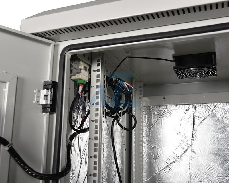 32U Outdoor Telecom Enclosure w/ AC1000W Air Conditioner, IP55, 650W x 650D mm