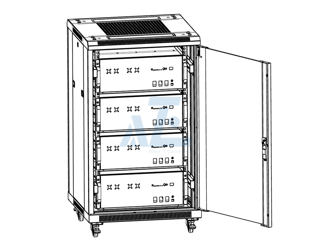 18U IP20 Floor Mount 19" Lithium Battery Energy Storage Rack Cabinet
