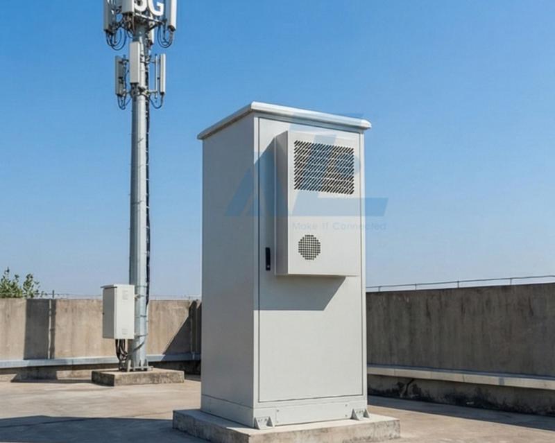 24U Aluminum Field Cabinet w/ AC800W Air Conditioner, IP55, 750W x 750D mm