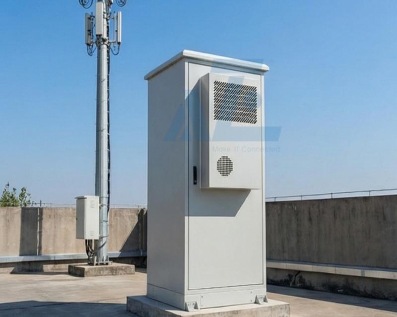 42U Stainless Steel Field Cabinet w/ AC1500W Air Conditioner, IP55, 750W x800D mm