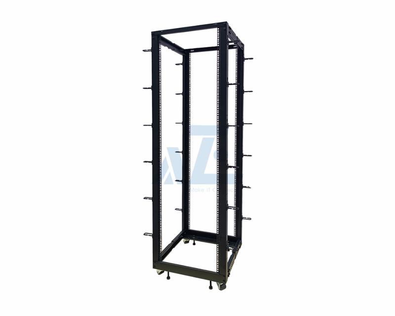 48U 4 Post 19" Adjustable Depth 22-40 in. Heavy Duty Open Frame Server Rack with Castors