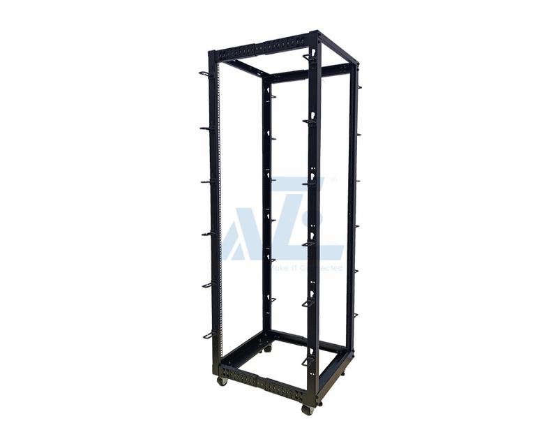 48U 4 Post 19" Adjustable Depth 22-40 in. Heavy Duty Open Frame Server Rack with Castors