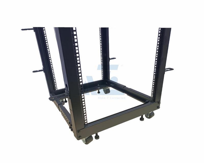 45U 4 Post 19" Adjustable Depth 22-40 in. Heavy Duty Open Frame Server Rack with Castors