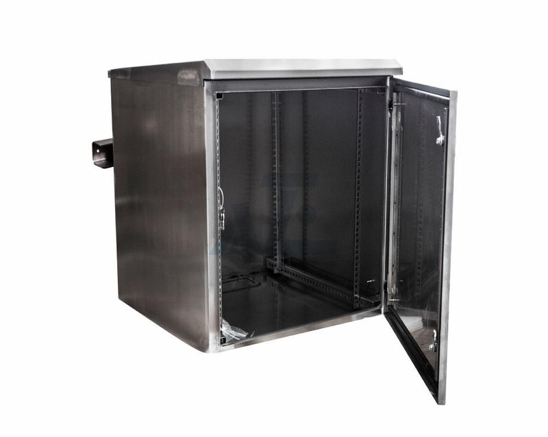 IP65 Stainless Steel Wall Mount Outdoor Rack Enclosure, 15U, Grey, 600W x 600D mm