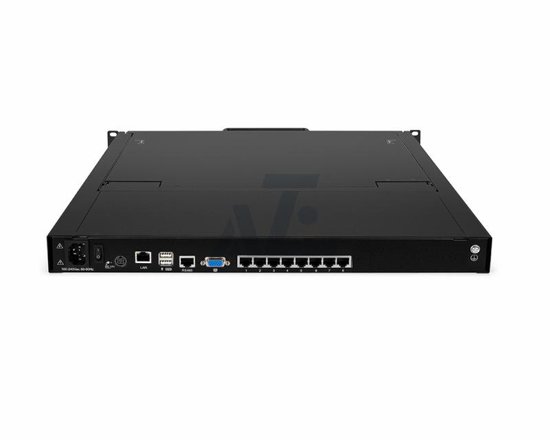 1U Rack Mount 18.5" 8 Port CAT5 LCD KVM over IP Switch 1-Local / 1-Remote Access
