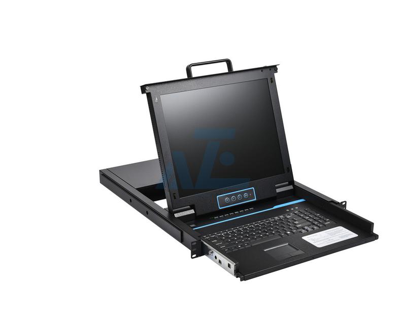 1U Rack Mount 18.5" 8 Port CAT5 LCD KVM over IP Switch 1-Local / 1-Remote Access