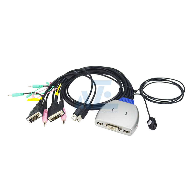 2 Port USB DVI Cable KVM Switch