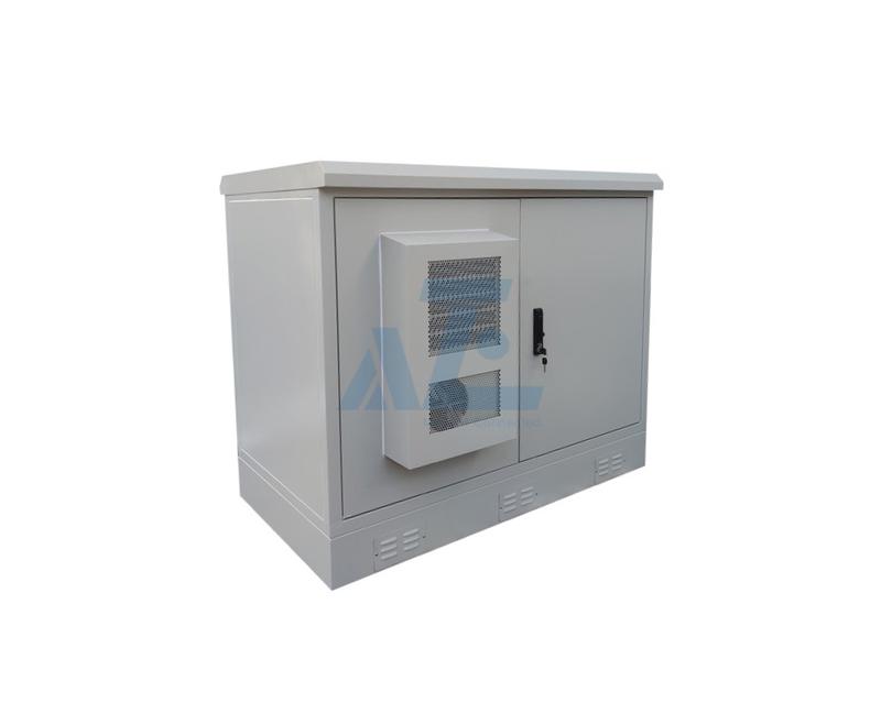 18U IP55 Rated Double Bay Outdoor Telecom Cabinets with DC48V Powered Air Conditioner
