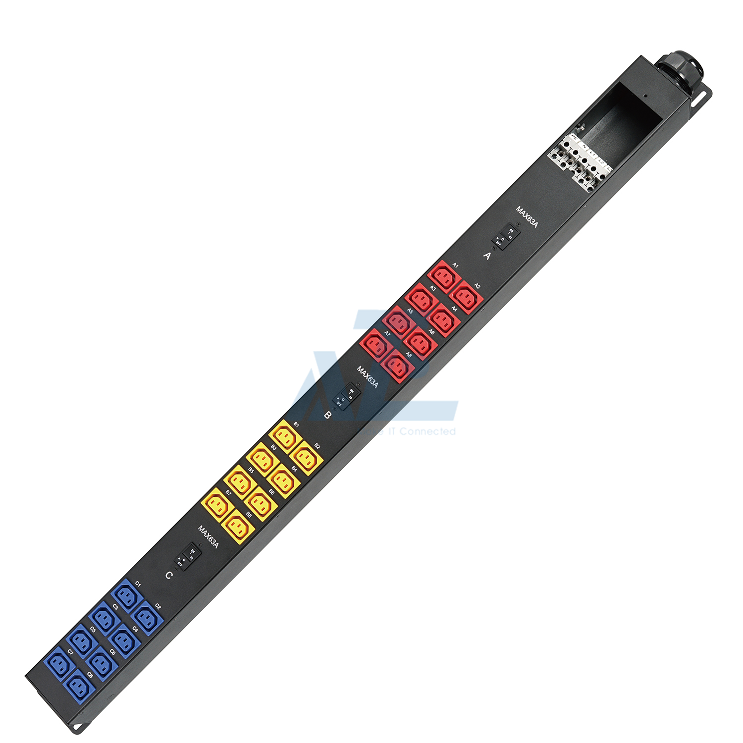 Crypto Mining PDU, 3 Phase, 415V/63A, (24) C13, w/ Hydraulic Magnetic Circuit Breakers
