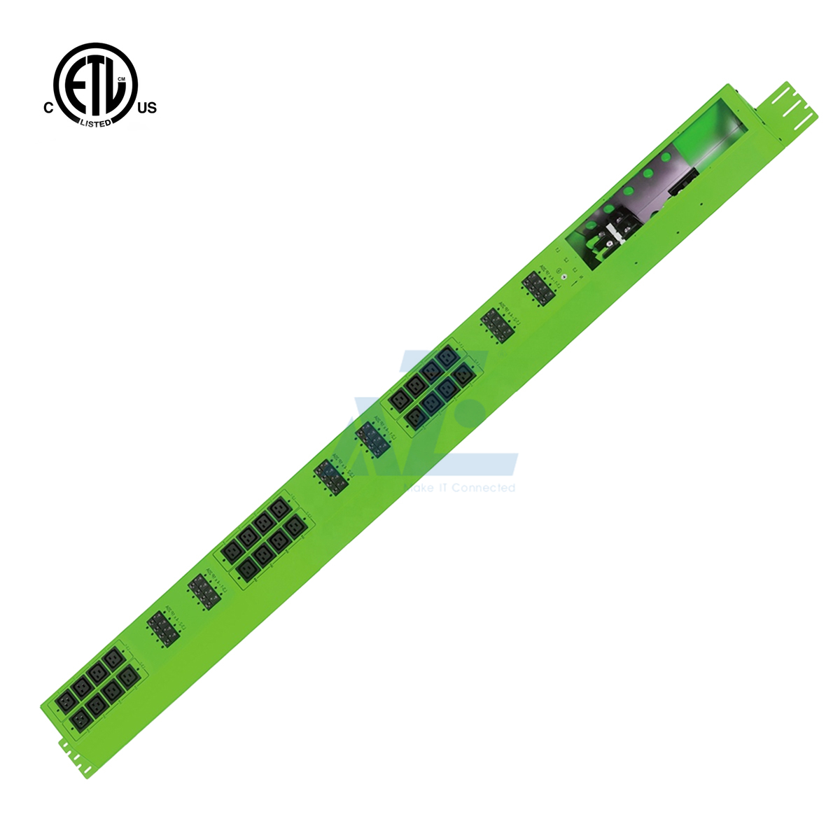 Basic Mining PDU, 3 Phase, 415V/160A, (24) C19, w/ Hydraulic Magnetic Circuit Breakers, Green