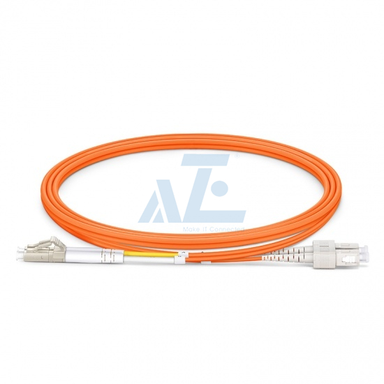 LC UPC to SC UPC Duplex OM1/OM2 Multimode PVC (OFNR) 2.0mm Fiber Optic Patch Cable
