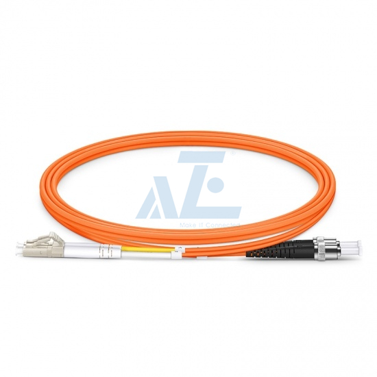 LC UPC to ST UPC Duplex OM1/OM2 Multimode PVC (OFNR) 2.0mm Fiber Optic Patch Cable