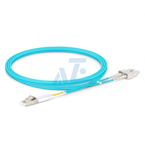 LC UPC to SC UPC Duplex OM3 Multimode PVC (OFNR) 2.0mm Fiber Optic Patch Cable