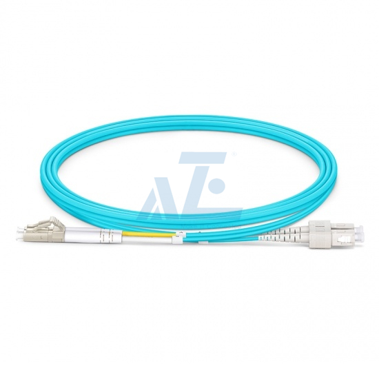 LC UPC to SC UPC Duplex OM3 Multimode PVC (OFNR) 2.0mm Fiber Optic Patch Cable