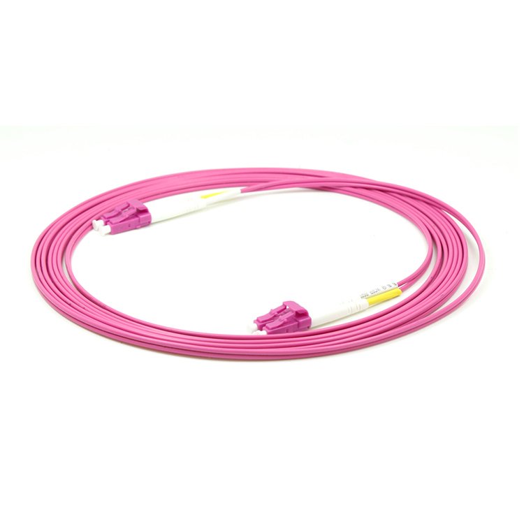 LC UPC to LC UPC Duplex OM4 Multimode PVC (OFNR) 2.0mm Fiber Optic Patch Cable
