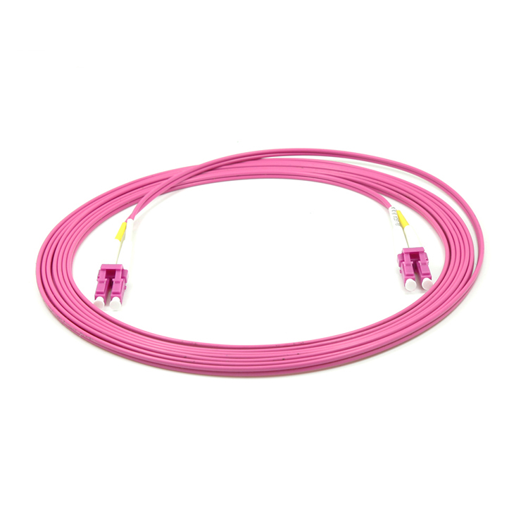 LC UPC to LC UPC Duplex OM4 Multimode PVC (OFNR) 2.0mm Fiber Optic Patch Cable