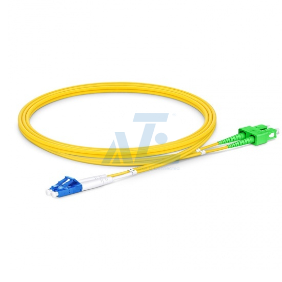LC APC to SC APC Duplex OS2 Single Mode PVC (OFNR) 2.0mm Fiber Optic Patch Cable