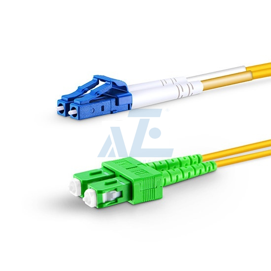 LC APC to SC APC Duplex OS2 Single Mode PVC (OFNR) 2.0mm Fiber Optic Patch Cable