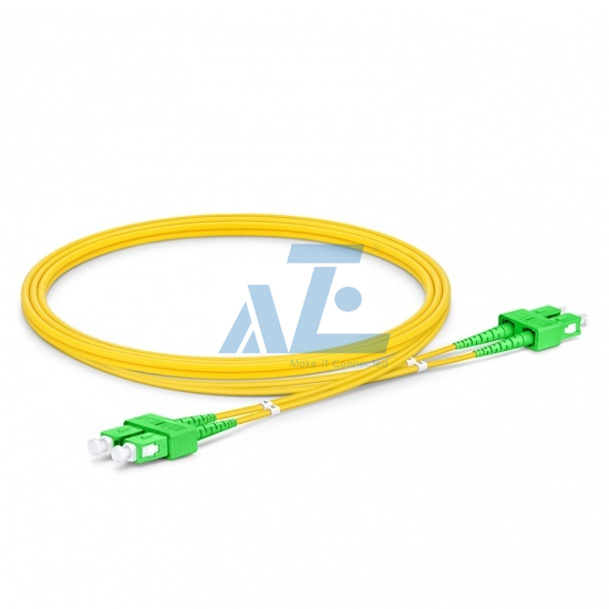 SC APC to SC APC Duplex OS2 Single Mode PVC (OFNR) 2.0mm Fiber Optic Patch Cable