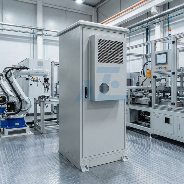 24U Aluminum Field Cabinet w/ AC800W Air Conditioner, IP55, 750W x 750D mm