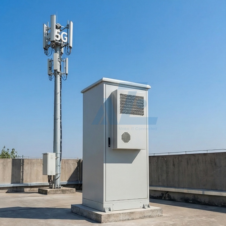 30U/RU Outdoor Field Cabinet w/ AC1000W Air Conditioner, IP55, 750W x 750D mm