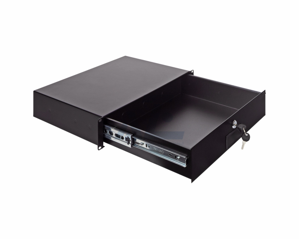 2U Steel Storage Rack Drawer for 19" AV / Server / Network Equipment Rack or Cabinet