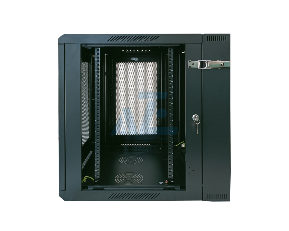 Hinged Wall Mount Rack Enclosure, 15U, Black, 769H x 600W x 600D mm