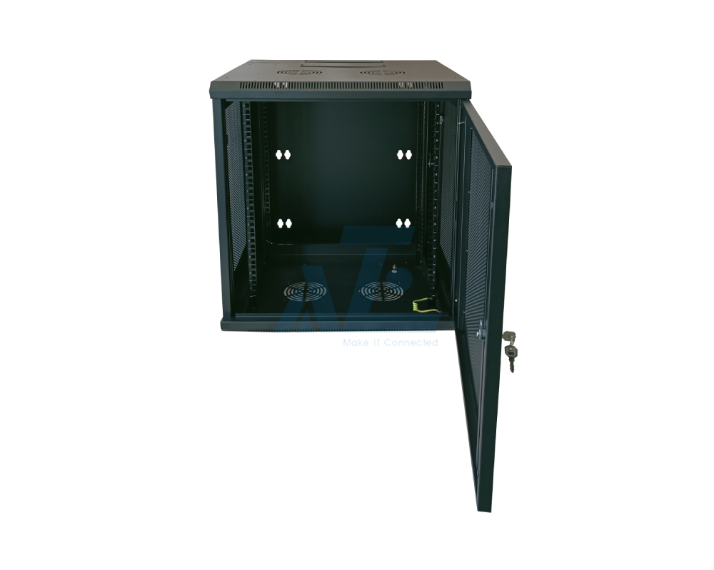 Hinged Wall Mount Rack Enclosure, 15U, Black, 769H x 600W x 600D mm