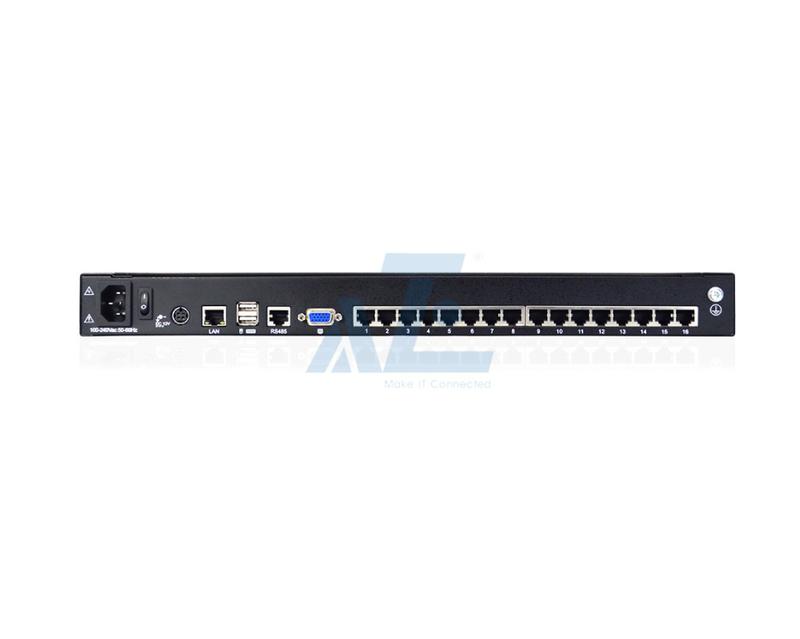 1U Rack Mount 19" 16 Port CAT5 LCD KVM over IP Switch 1-Local / 1-Remote Access